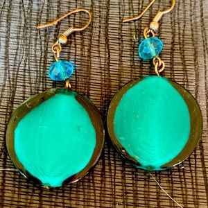 Unusual blue-green stone earrings